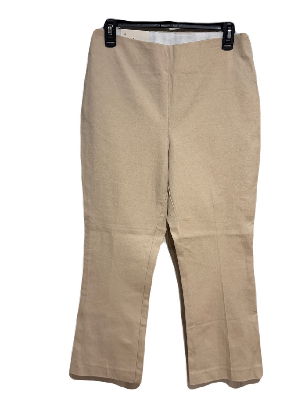 Women's Beige Kick-Flare High Rise Cotton Blend Pants